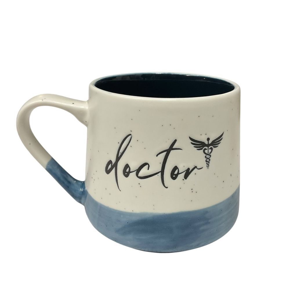 Sheffield Home Doctor Ceramic Coffee Mug with Caduceus Symbol Blue and White